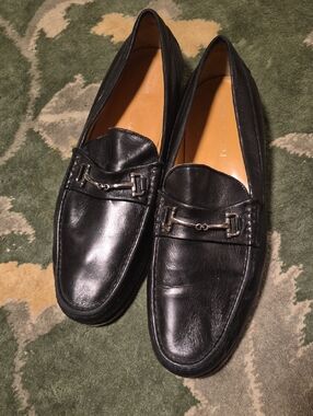 Bruno Magli Black Leather Horsebit Loafers